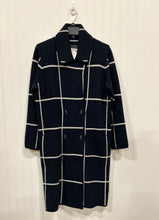 Load image into Gallery viewer, Mark &amp; Graham, Navy/white, windowpane print, cardigan, size Small
