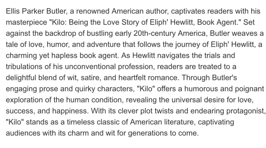 Vintage, Kilo by Ellis Parker Butler, 1907