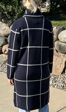 Load image into Gallery viewer, Mark &amp; Graham, Navy/white, windowpane print, cardigan, size Small
