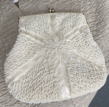 Load image into Gallery viewer, Vintage, white beaded evening bag
