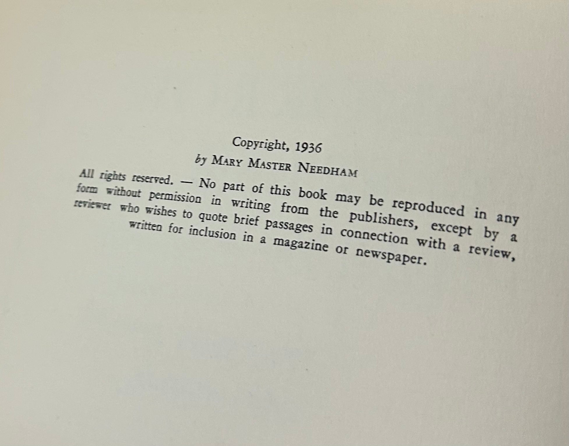 Vintage Autographed book, Tomorrow to Fresh Fields by Mary Master Needham, 1936
