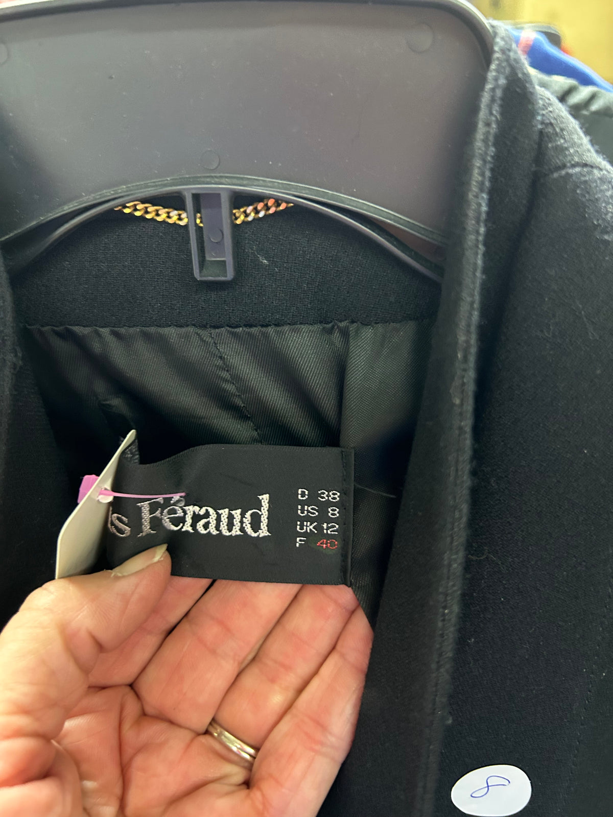 Louis Feraud, black blazer, size 8