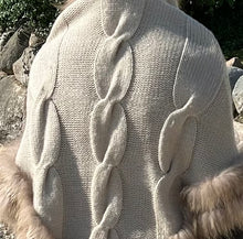 Load image into Gallery viewer, Linda Richards, Sweater/Poncho with fur-trimmed hood

