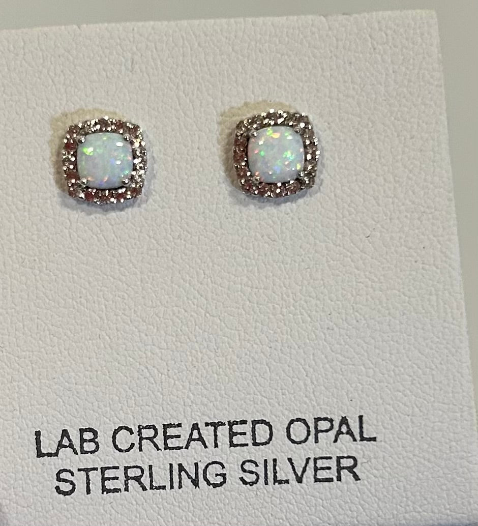 Opal & Sterling Silver Earrings
