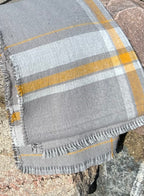 A New Day, gray and marigold, scarf