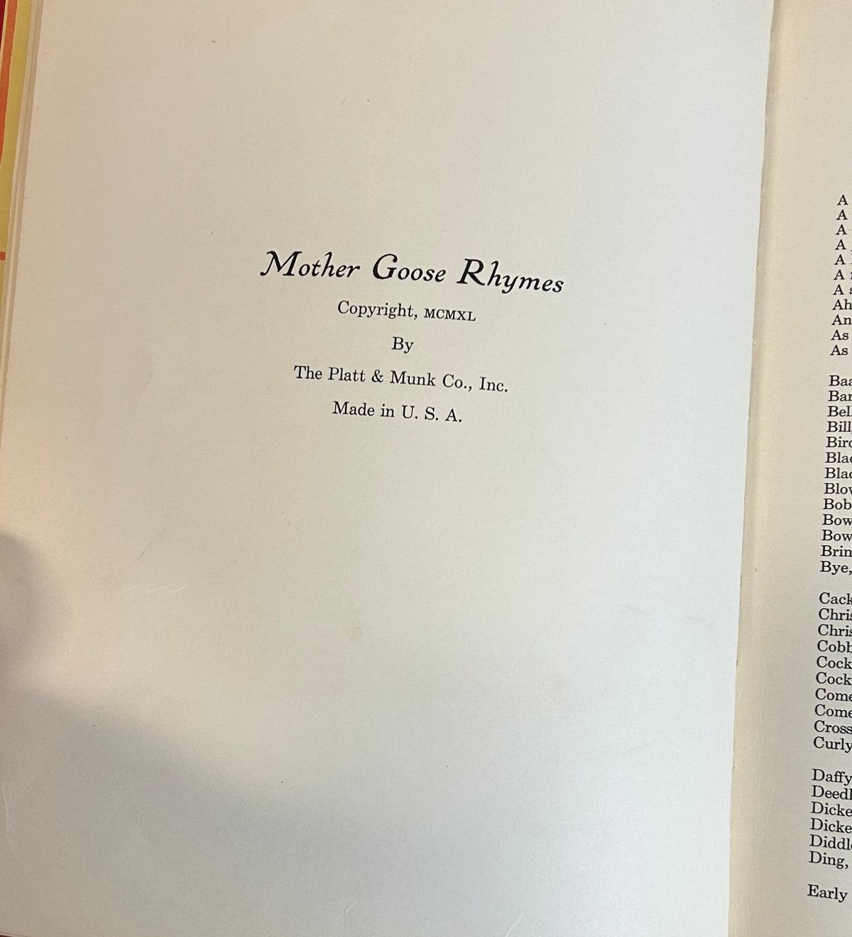 Vintage, Mother Goose Rhymes