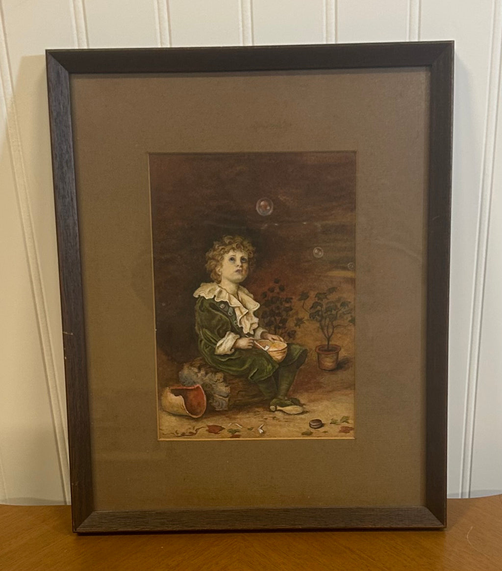 Vintage, “Bubbles”framed print, by Millais