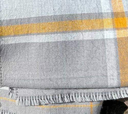 A New Day, gray and marigold, scarf