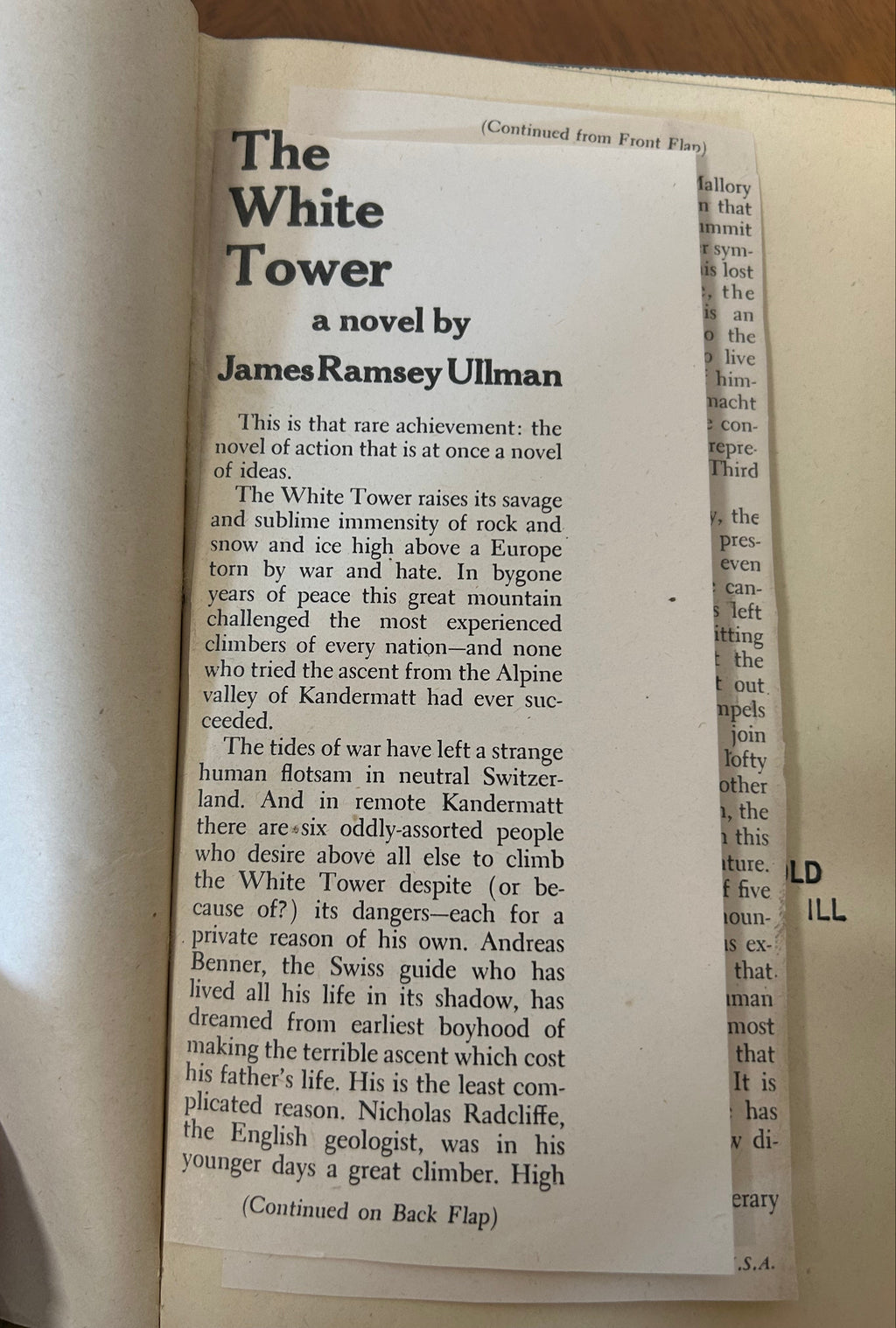 Vintage,The White Tower by James Ramsey Ullman