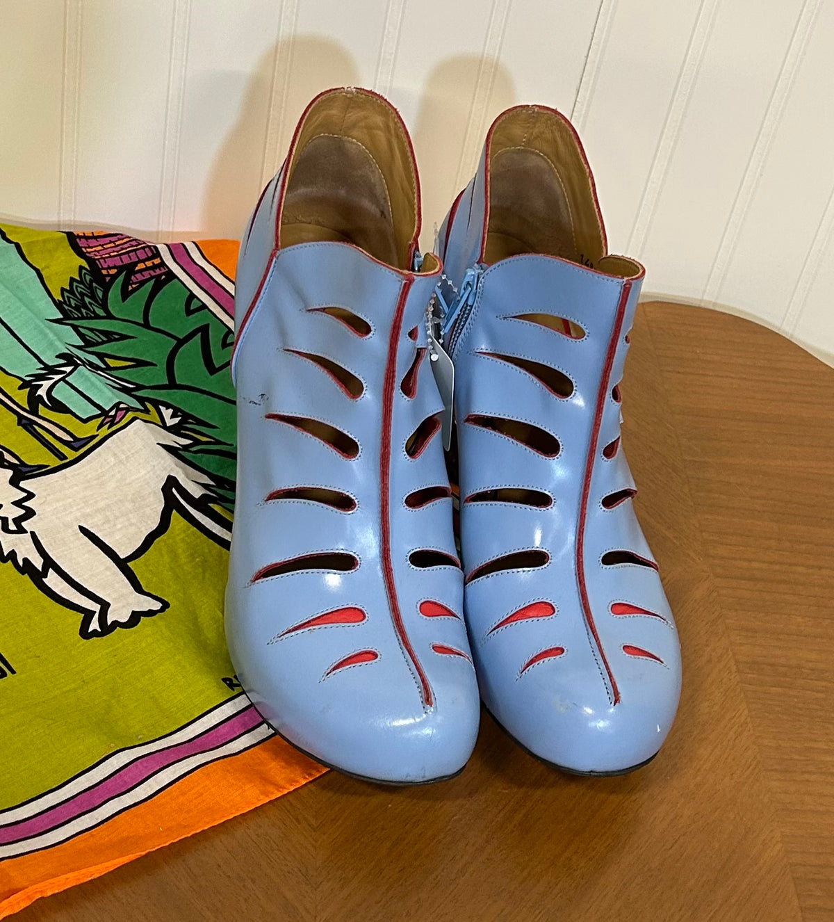 John Fluevog, Modotti Blue booties, size 8 1/2